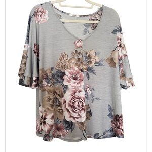 High Call Outfitters Floral Gray Women's Top